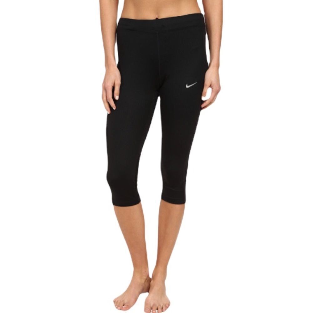 Ladies Nike Running Black and Reflective Grey Capri Running Pants Size Small